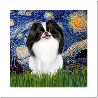 Japanese Chin in Starry Night Adaptation Posters and Art